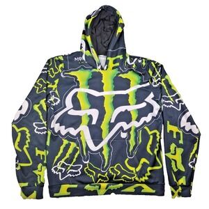 VTG Fox Racing x Monster Energy RARE All Over Print Hoodie Mens All Over Graphic